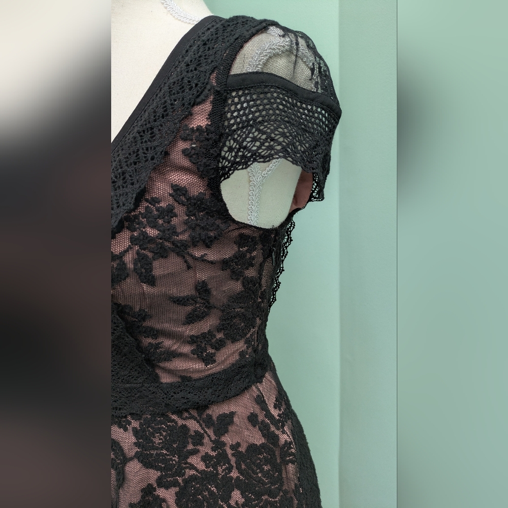 Moulinette Soeurs Black Pink Lace Malia Dress, Size 2 - Picture 6 of 9